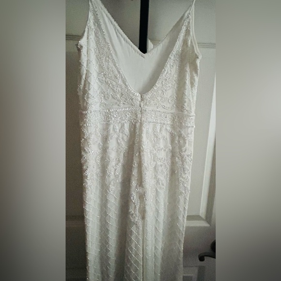 Cherished Vow White Beaded Backless Mermaid Maxi Dress Lulus Size Large - Picture 9 of 13